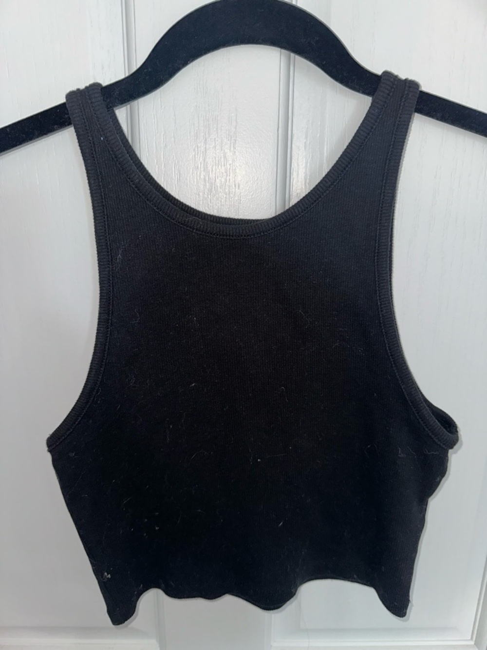 Zara Black Ribbed Crop Tank